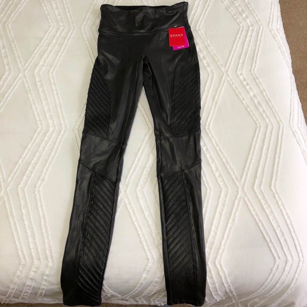 SPANX faux leather moto leggings NWT